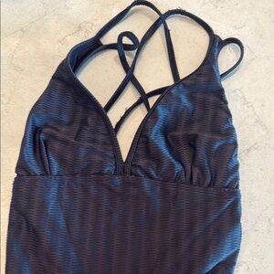 Black Strappy athletic Textured jumpsuit